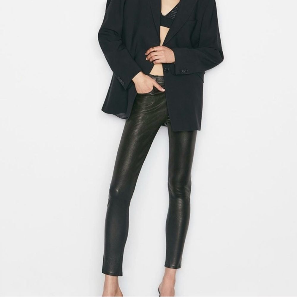 Frame Atelier Denim Black Leather Le Skinny Pants Size 25